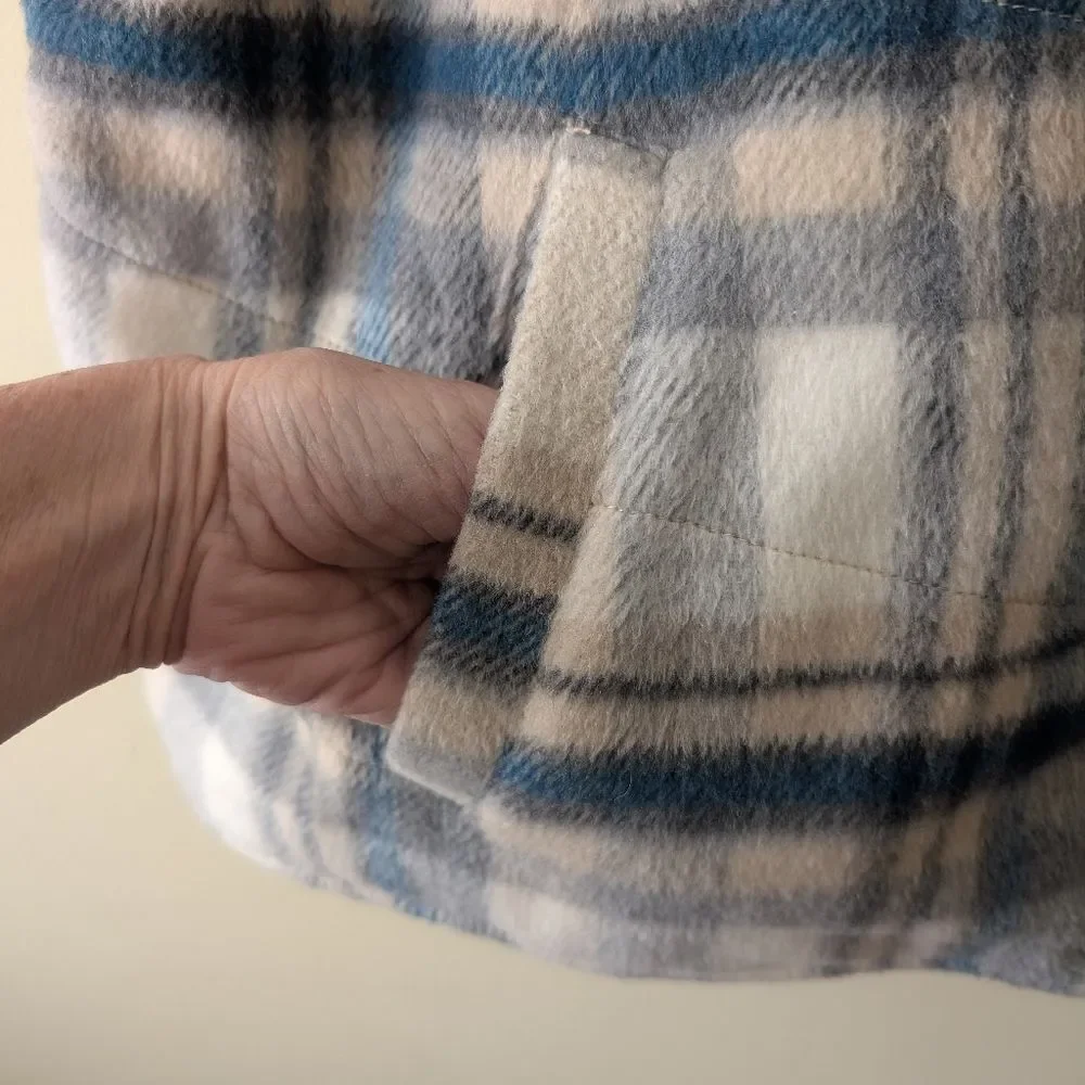 Christopher Banks Blue Tan Plaid Cozy Vest with Sherpa Lining Size 2X